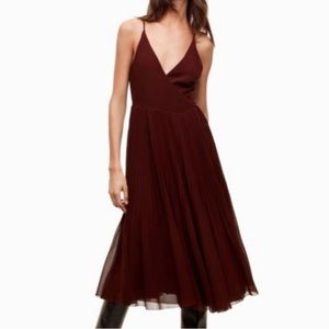 Wilfred (Aritzia) Beaune Wrap Dress in Truffle, Midi, Small